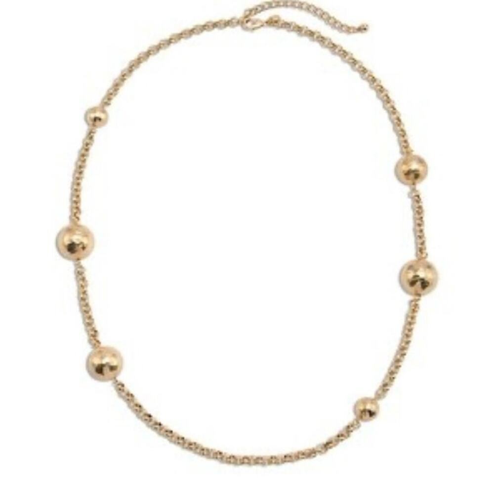 Chicos Maye Long Necklace Goldtone Metal‎ Large Hammered Balls on
Chain 40"